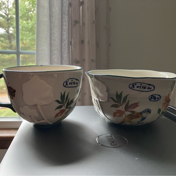 Anthropologie Nathalie Lete Titania Embossed Flowers Bird Mug and Bowl - Picture 3 of 11